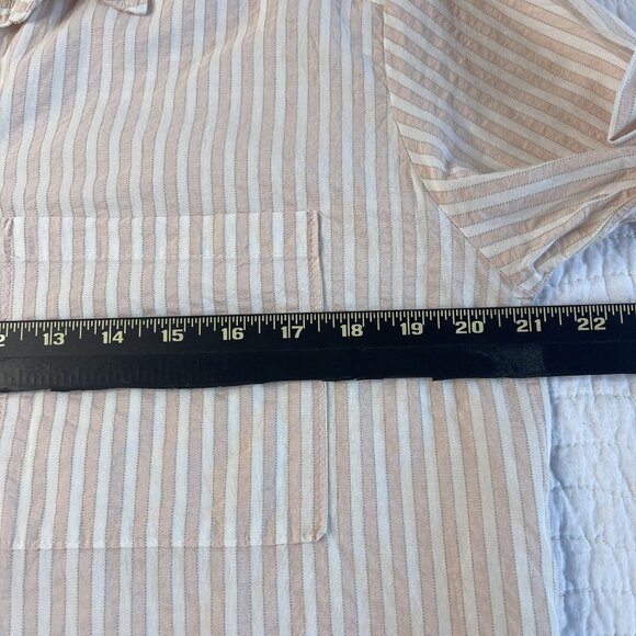 Anthropologie Women Striped Long Sleeve Button Down Shirt Tunic Pink/White SZ M - Picture 5 of 9